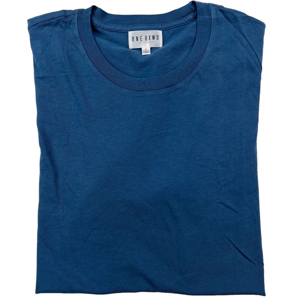 ONE BXWD Men Blue T-Shirt Crew Neck Short Sleeve Casual USA Basic US L
